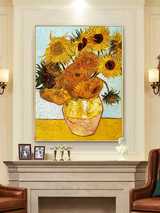 Hand Paint Oil Canvas Vincent Van Gogh, Sunflower Handmade Painting for Wall Decoration HPO008