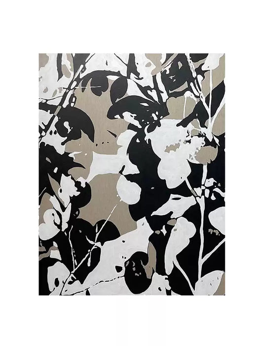 Abstract Black and White Art Hand-Painted Oil Painting, Wall Customized Hanging Painting HPO006