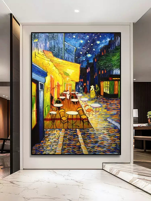 Hand Drawn Oil Painting, Van Gogh Cafe Handmade Oil Canvas Painting for Wall Decors HPO010