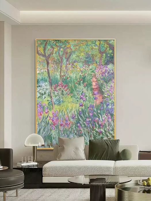 Monet Garden Hand Drawn Oil Painting, Handmade Oil Canvas Painting for Wall Decoration HPO011