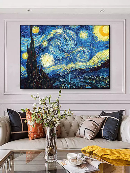 Van Gogh Starry Sky Hand Drawn Oil Painting, Background Wall Decoration Painting HPO002