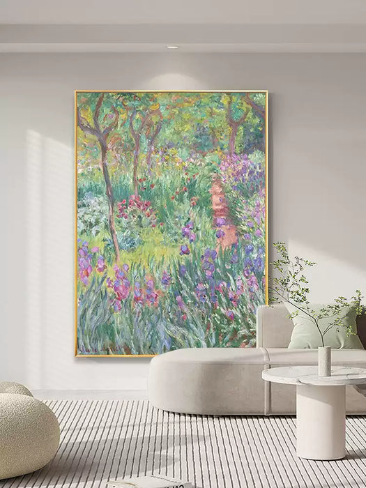 Monet Garden Hand Drawn Oil Painting, Handmade Oil Canvas Painting for Wall Decoration HPO011