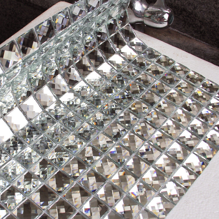 13 Edges Clear Mirror Mosaic Tiles Beveled Crystal Diamond Shining Glass  Kitchen Backsplash Bathroom Tile CGMT05272