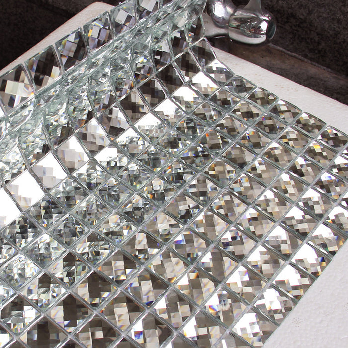 13 Edges Clear Mirror Mosaic Tiles Beveled Crystal Diamond Shining Glass Kitchen Backsplash Bathroom Tile CGMT05272