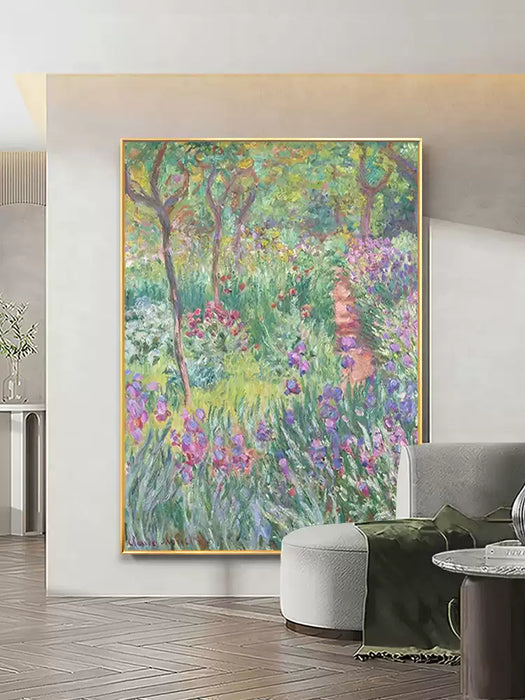 Monet Garden Hand Drawn Oil Painting, Handmade Oil Canvas Painting for Wall Decoration HPO011