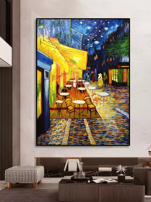 Hand Drawn Oil Painting, Van Gogh Cafe Handmade Oil Canvas Painting for Wall Decors HPO010