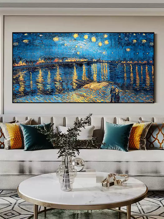 Van Gogh Starry Sky Hand Drawn Oil Painting, Background Wall Decoration Painting HPO002