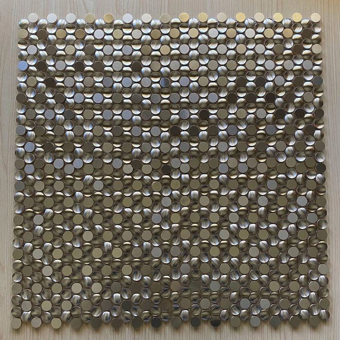 3D Penny Round Pebble Silver Stainless Steel Tile Metal Mosaic Backsplash Wall Tiles SMMT09151