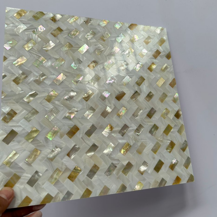 8mm Thickness Herringbone Weave Seamless Gold Lip Natural White Mother Of Pearl Tile Backsplash Shell Mosaic Wall MOPSL031 - My Building Shop