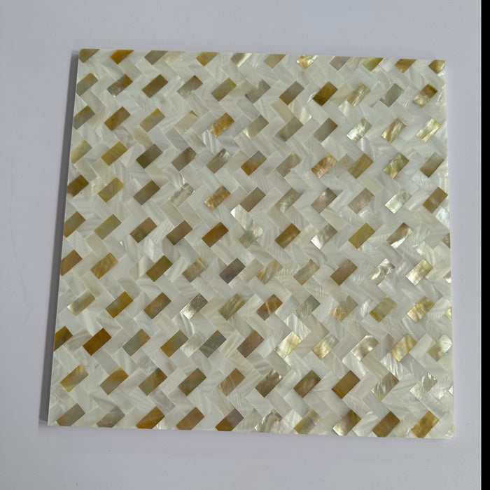 8mm Thickness Herringbone Weave Seamless Gold Lip Natural White Mother Of Pearl Tile Backsplash Shell Mosaic Wall MOPSL031