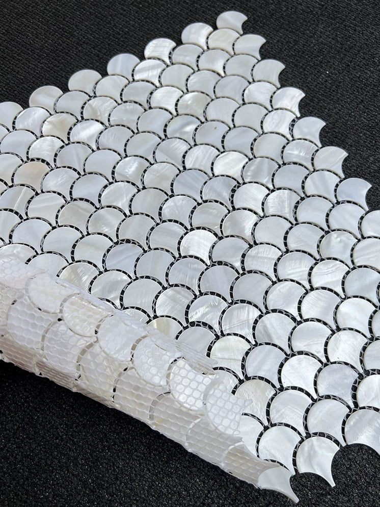 Fish Scale Shell Mosaic White Mother of Pearl Wall Backsplash Bathroom ...
