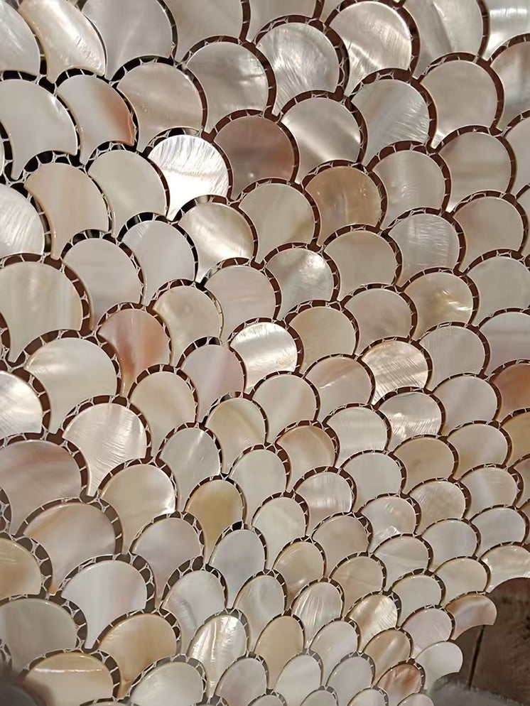 Fish Scale Shell Mosaic Tile Natural White Mother of Pearl Wall Backsp ...