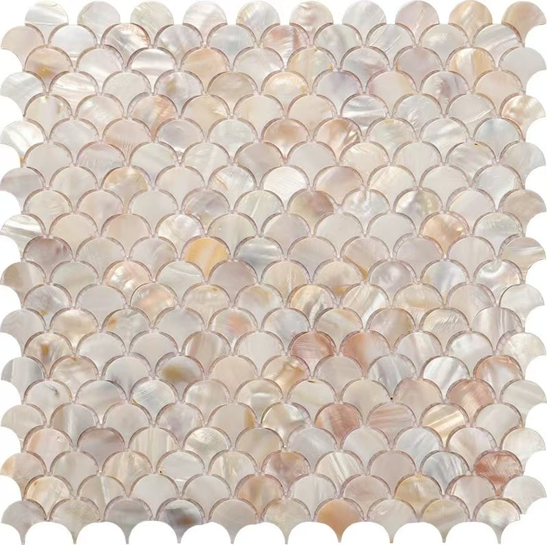Fish Scale Shell Mosaic Tile Natural White Mother of Pearl Wall Backsp ...