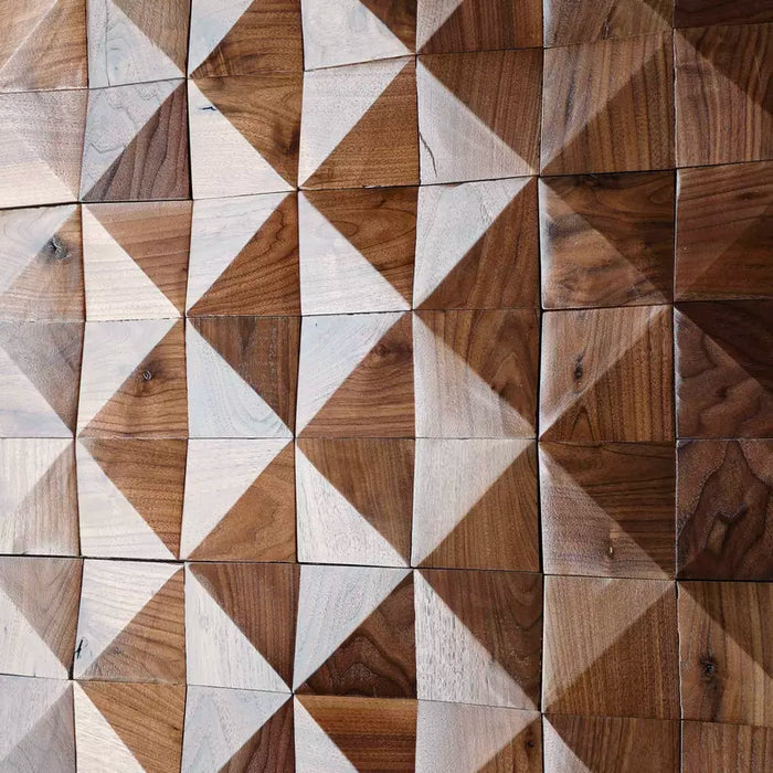Triangle Slanted Wooden Mosaic Black Walnut Solid Wood Wall Art for Living room Background