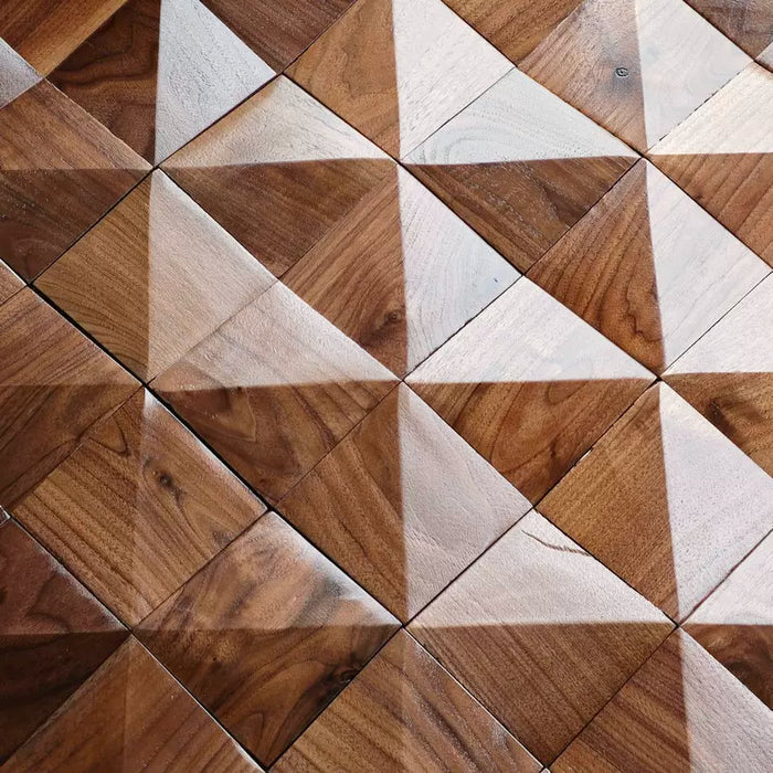 Triangle Slanted Wooden Mosaic Black Walnut Solid Wood Wall Art for Living room Background