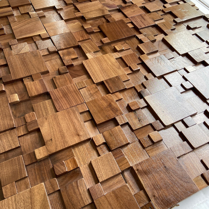 Black Walnut Mosaic, Solid Wood 3D Panel, Kitchen Backsplash TV Background Wall Tile