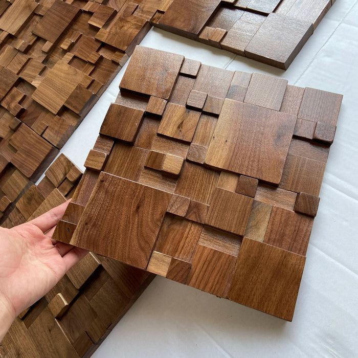 Black Walnut Mosaic, Solid Wood 3D Panel, Kitchen Backsplash TV Background Wall Tile