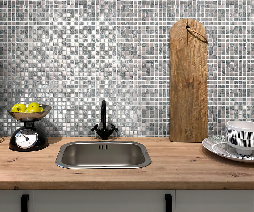 Breeze Silver Glass Mosaic Kitchen Backsplash Bathroom Shower Wall Tile CGMT09201