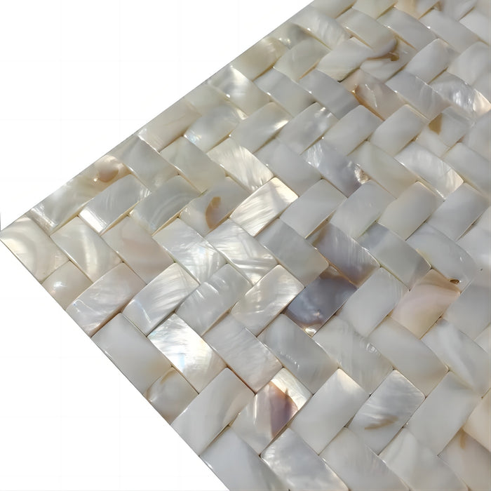 Weave Herringbone Mother of Pearl Mosaic Seamless Seashell Backsplash MOP19001 Fresh Water Pearl Shell Bathroom Wall Tile