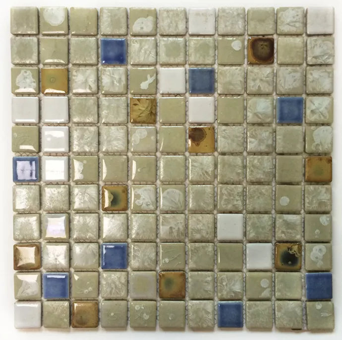 11 PCS Brown Beige Blue Porcelain Wall Tile Backsplash Bathroom Kitchen Ceramic Mosaic Tiles SSD055 - My Building Shop