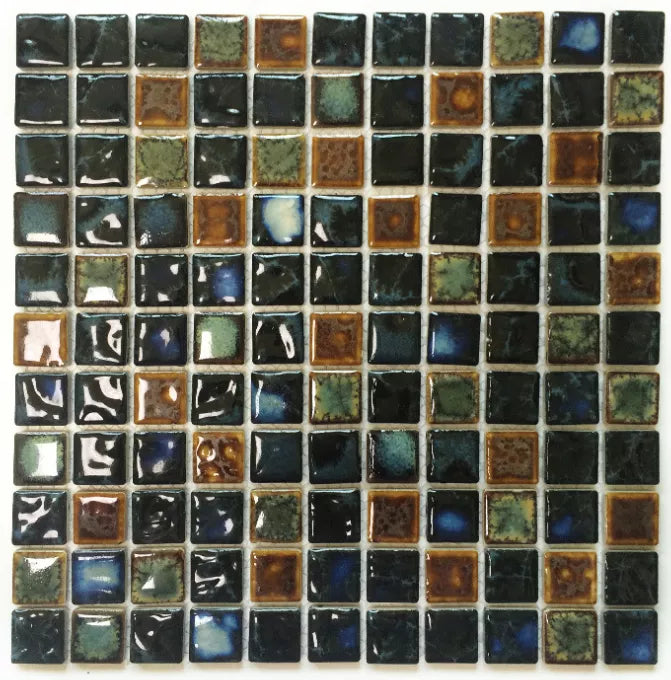 11 PCS Dark Navy Blue Caramel Porcelain Ceramic Walll Tile Backsplash Bathroom Kitchen Mosaic Tiles SSD062 - My Building Shop