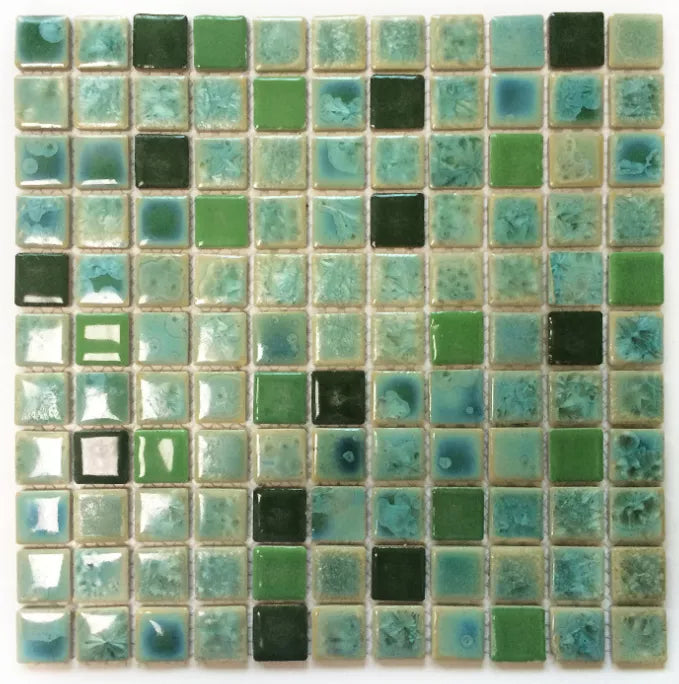 11 PCS Olive Green Porcelain Tile Backsplash Bathroom Kitchen Ceramic Wall Mosaic Tiles SSD061 - My Building Shop