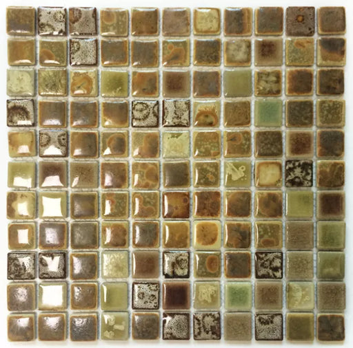 11 PCS Yellow Beige Caramel Brown Porcelain Tile Backsplash Bathroom Kitchen Wall Ceramic Mosaic Tiles SSD052 - My Building Shop