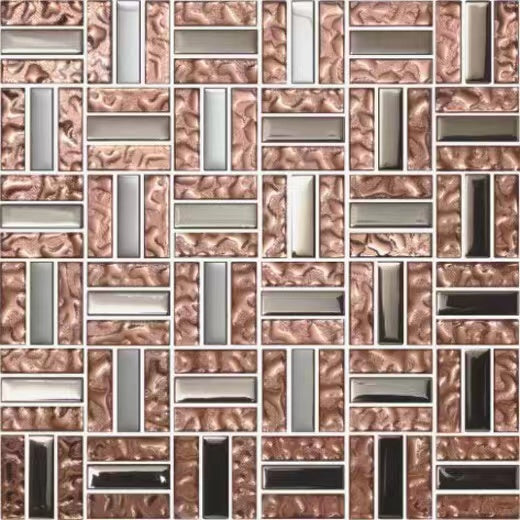 Electroplated Rose Gold Mix Silver Glass Mosaic Kitchen Backsplash Cgm — My Building Shop 7973