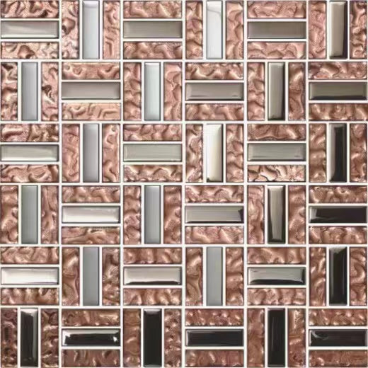 1 PC Electroplated rose gold mix silver glass mosaic kitchen backsplash CGMT2909 bathroom wall tile - My Building Shop