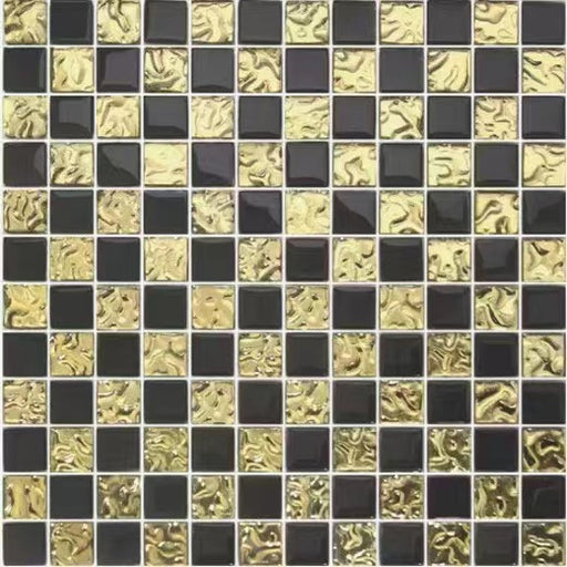 1 PC Electroplated gold mix black glass mosaic kitchen backsplash CGMT9223 bathroom wall tile - My Building Shop