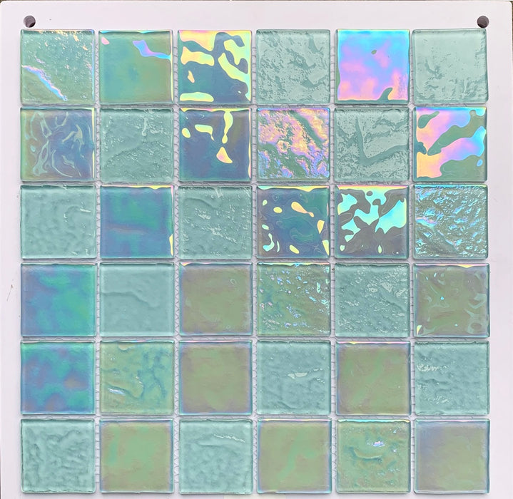 1 PC Iridescent stained glass mosaic kitchen backsplash CGMT9231 light blue glass wall tile - My Building Shop