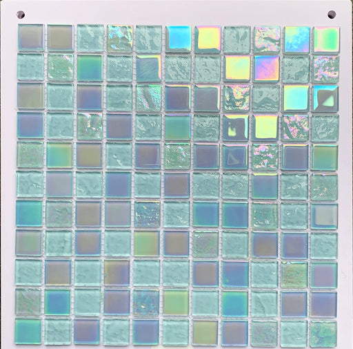 1 PC Iridescent stained glass mosaic for bathroom wall kitchen backsplash CGMT9232 light blue glass tile - My Building Shop