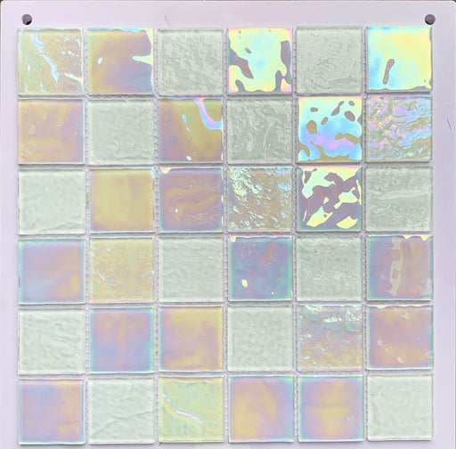 1 PC Iridescent stained white glass mosaic kitchen backsplash CGMT9234 bathroom glass wall tile - My Building Shop
