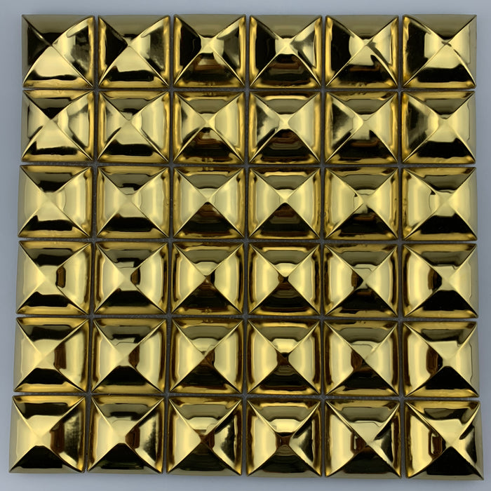 3D Gold Metal Mosaic Kitchen Backsplash Bathroom Wall Tile SMMT211174 - My Building Shop