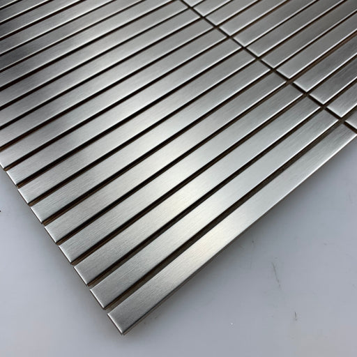 Strip Line Silver Metall Stainless Steel Wall Tile Bcksplash Mosaic SMMT211180 - My Building Shop