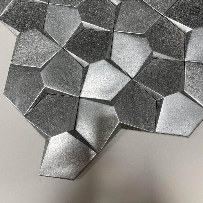 Armor Aluminum Alloy Silver Honeycomb 3D Metal Mosaic Backsplash TV Background Bathroom Wall Tile SMMT02241 - My Building Shop