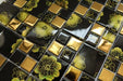 5 PCS Black Yellow Flower Glass Mosaic Kitchen Backsplash JMFGT009 Electroplating Gold Glass Wall Mosaics Bathroom Tile - My Building Shop