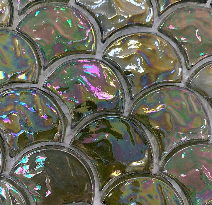 5 PCS Olive Green Fish Scale Glass Mosaic Wall Backsplash YKGT003 Kitchen Bathroom Glass Tile - My Building Shop