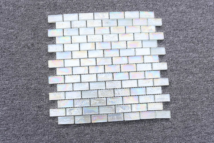 5 PCS Brick Sugar Rainbow Stained White Glass Mosaic Kitchen Backsplash JMFGT2012 Bathroom Glass Wall Tile - My Building Shop