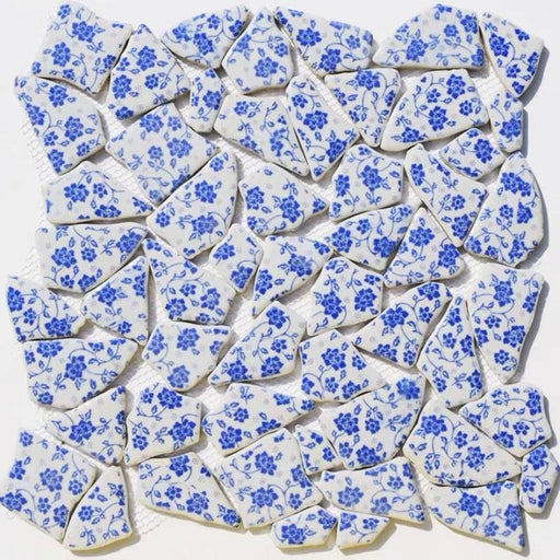 1 PC Chinese Blue White Flower Porcelain Mosaic Ceramic Kitchen Wall Backsplash PCMTYHS09 Bathroom Floor Tile - My Building Shop