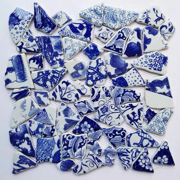 1 PC Chinese Blue white Porcelain Kitchen Backsplash Tiles PCMTYHS02 Ceramic Mosaic Bthroom Tile - My Building Shop