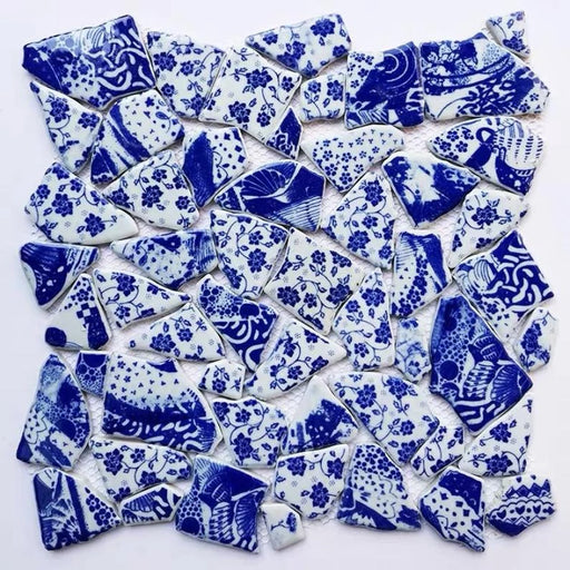 1 PC Chinese White Blue Porcelain Ceramic Mosaic Backsplash PCMTYHS11 Bathroom Swimming Pool Tile - My Building Shop