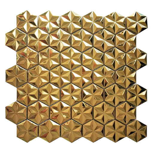 3D Gold Stainless Steel Metal Mosaic Kitchen Backsplash Wall Tile SMMT011 - My Building Shop