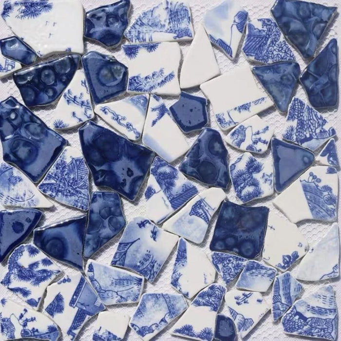 1 PC Light Blue Navy Blue White Porcelain Wall Tile Kitchen backsplash PCMTYHS18 Bathroom Ceramic Mosaic Tiles - My Building Shop