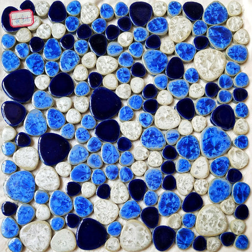 5 PCS Glazed Royal Blue White Pink Porcelian Mosaic Kitchen Backsplash Bathroom Wall Flooring Swimming Pool Tile PPMT9244 - My Building Shop