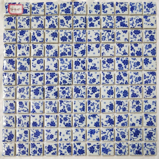1 PC Blue and White Porcelian Mosaic Kitchen Backsplash Bathroom Wall Flooring Swiming Pool Tile PCMT9248 - My Building Shop
