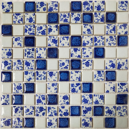 1 PC Blue and White Porcelian Mosaic Kitchen Backsplash Bathroom Wall Flooring Swiming Pool Tile PCMT9249 - My Building Shop