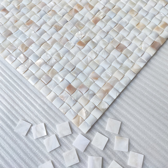 3D Weaved Seamless Mother Of Pearl Mosaic MOP0940 Natural White Seashell Wall Tile Backsplash - My Building Shop