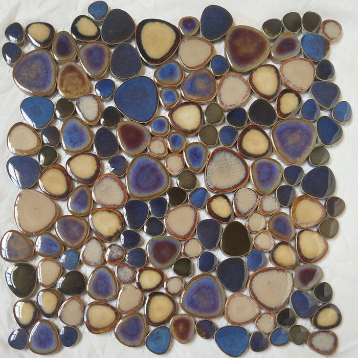 5 PCS Brown beige blue purple heart shape pebble mosaic for bathroom wall flooring tile PPMT2032 - My Building Shop