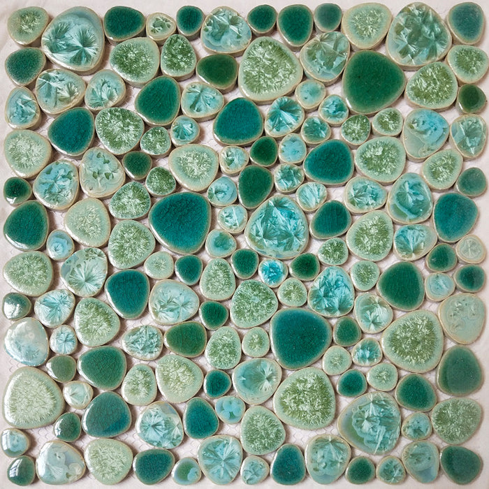5 PCS Olive green pebble porcelian mosaic kitchen bathroom wall backsplash flooring swimming pool tile PPMT2034 - My Building Shop